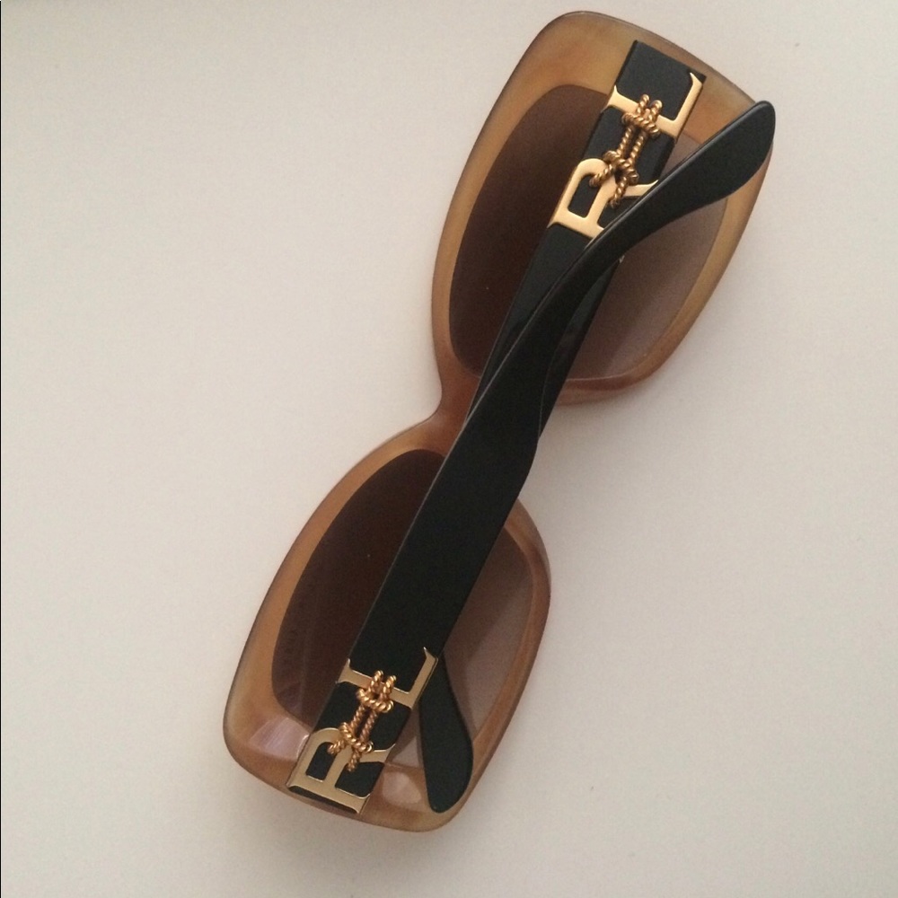 Ralph Lauren vintage sunnies gold logo black  tan